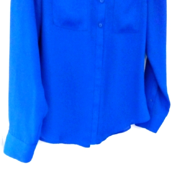 EXPRESS Portofino Women's Cerulean Blue Long Sleeve Button Down Shirt Small - Picture 3 of 11